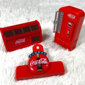 Set of 3 Vintage Coca-Cola Vending Machine + Cooler + Chip Clip Magnets